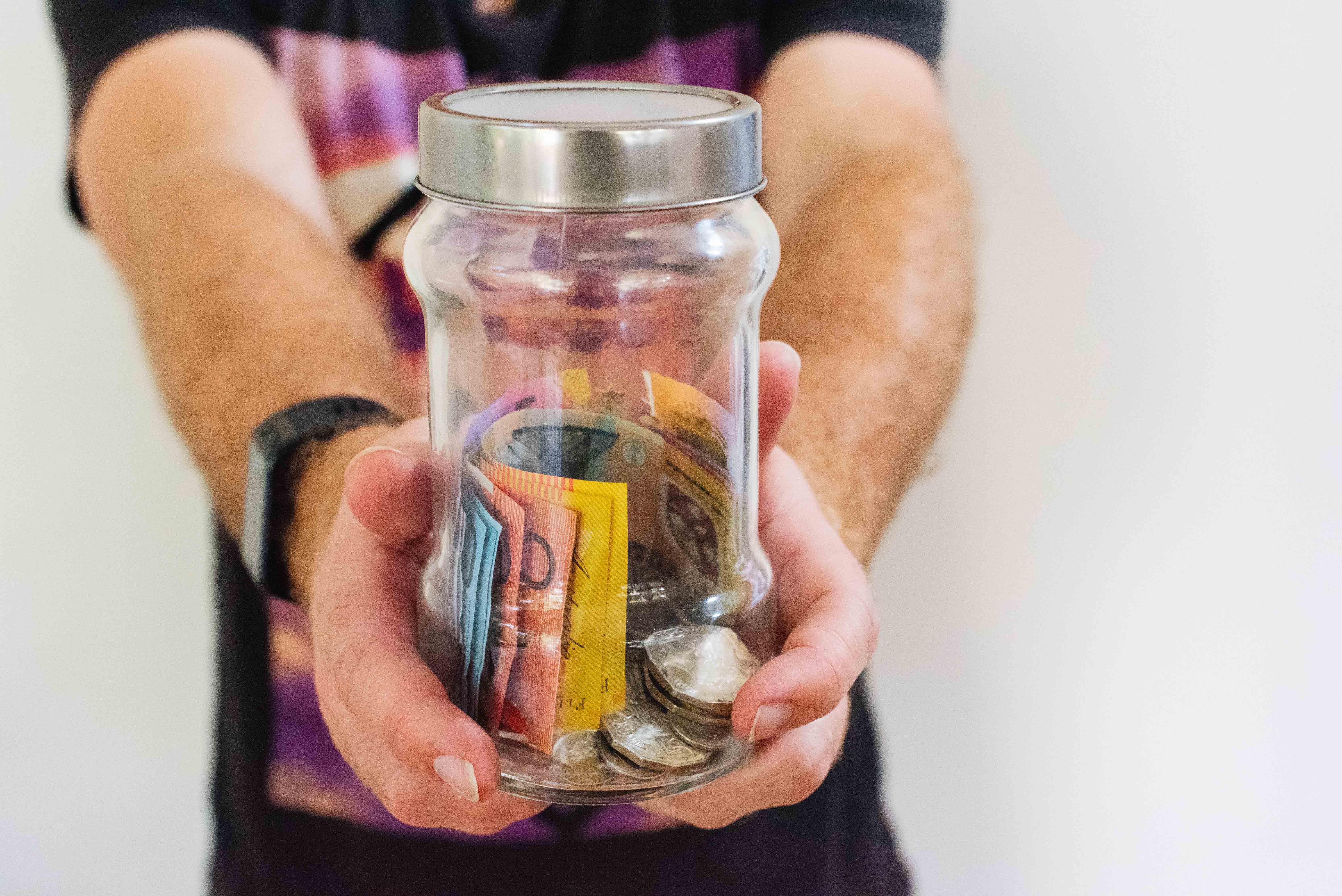 Saving money in a jar
